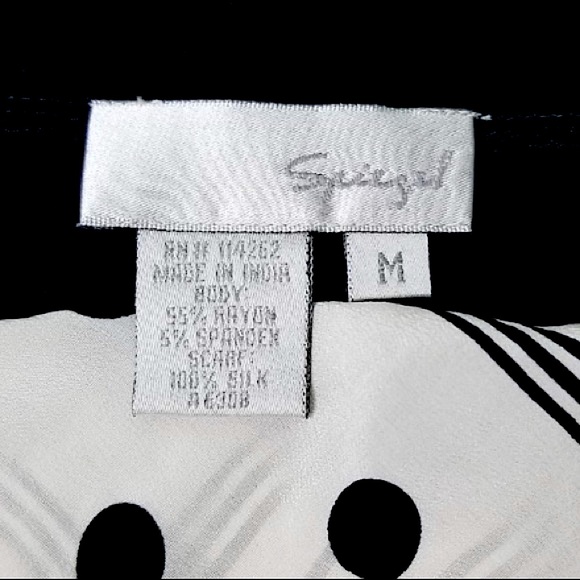 VINTAGE Seigle Silk Scarf Navy White Polkadot convertible Tank Sz M stretchy - Picture 5 of 8